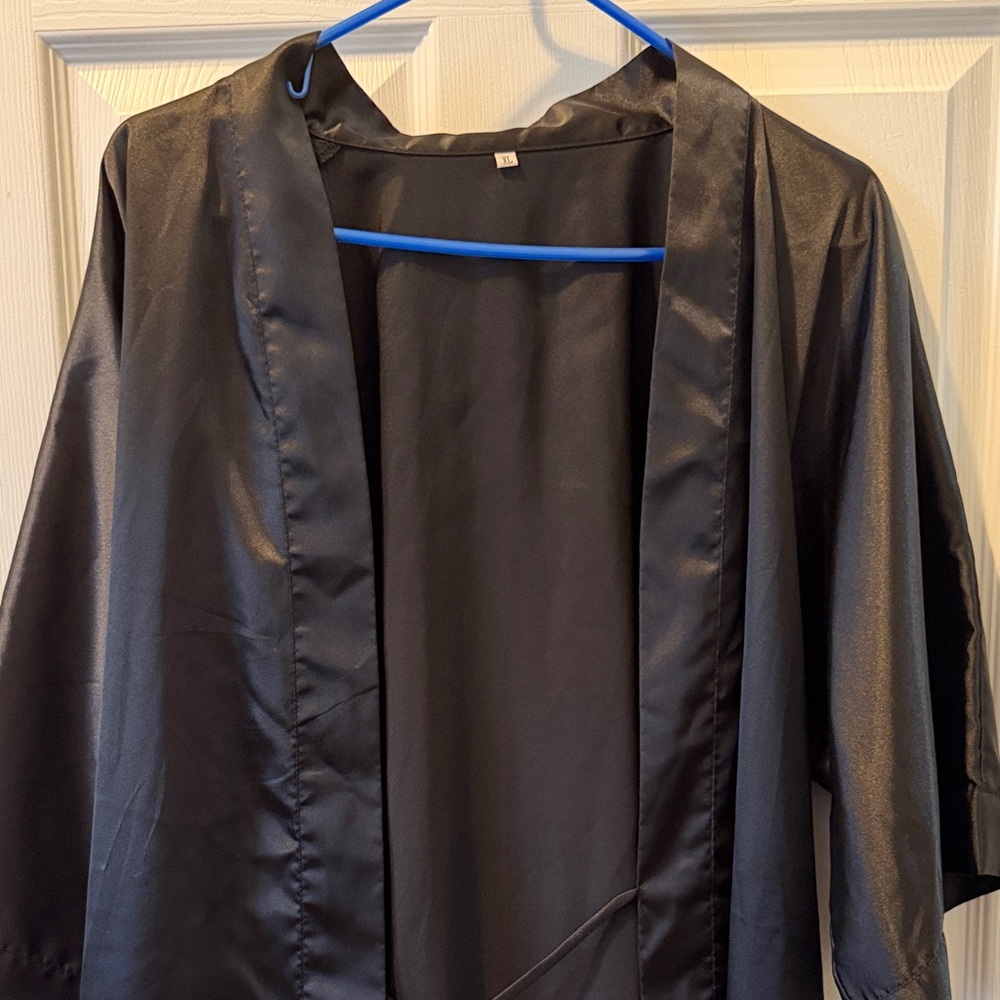 Luxurious Black Satin Women's Robe